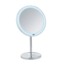 Standspiegel 'Onno' mit LED, silber glänzend Ø 20 cm, mit 5-fach Vergrößerung