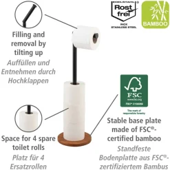 Stand Toilettenpapierhalter 'Serro' 2-in-1 Bambus/Edelstahl
