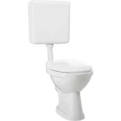 Stand-WC-Set mit Spülrand inklusive WC-Sitz und Spülkasten weiß