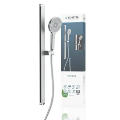 Stangenbrause-Set 'Karibik' chromfarben/hellgrau 78 cm, 3 Strahlarten