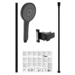 Stangenbrause-Set 'Karibik' schwarz matt 78 cm, 3 Strahlarten