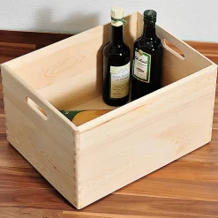 Stapelkiste Kiefer naturfarben 40 x 30 x 23 cm, mit Stapelleiste