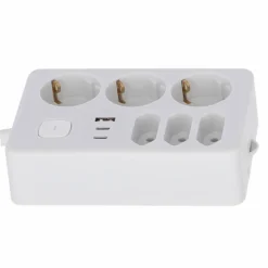 Steckdosenleiste mit Schalter 3-fach weiß/grau USB-A+C 1,4 m
