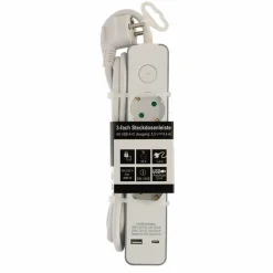 Steckdosenleiste mit Schalter 3-fach weiß/grau USB-A+C 1,4 m