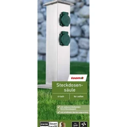 Steckdosensäule Edelstahl silbern 4-fach