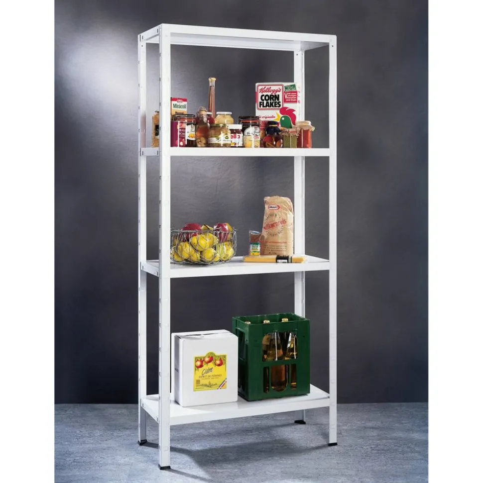 Steck-Grundregal 180 x 60 x 40 cm, 4 Böden, weiß, Tragkraft 260 kg