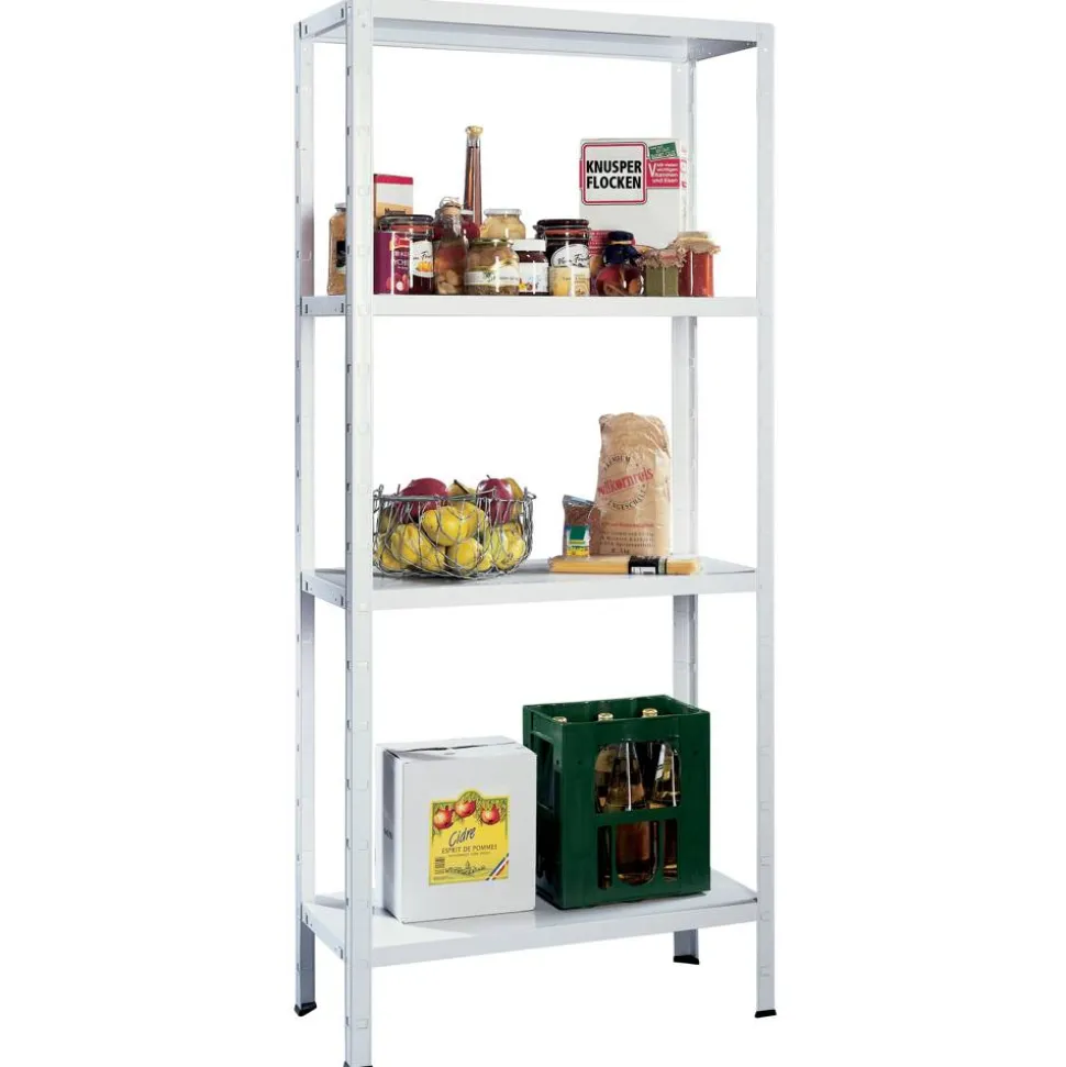 Steck-Grundregal 180 x 60 x 40 cm, 4 Böden, weiß, Tragkraft 260 kg