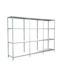 Steck-Grundregal und 2 Anbauregale 180 x 280 x 50 cm, 12 Böden, weiß, Tragkraft 340 kg