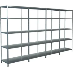 Steck-Grundregal und 3 Anbauregale 200 x 400 x 50 cm, 20 Böden, verzinkt, Tragkraft 425 kg