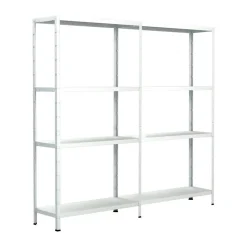 Steck-Grundregal und Anbauregal 180 x 180 x 35 cm, 8 Böden, weiß, Tragkraft 340 kg