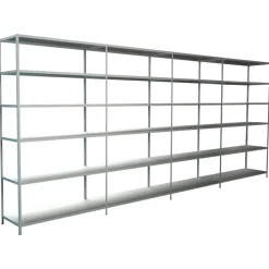 Steck-Grundregal und 3 Anbauregale 230 x 400 x 35 cm, 24 Böden, weiß, Tragkraft 510 kg