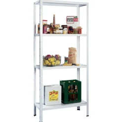 Steck-Grundregal 190 x 100 x 40 cm, 4 Böden, weiß, Tragkraft 260 kg