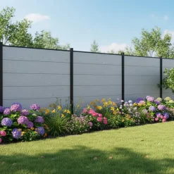 Steckzaun 'BasicLine' Holzoptik silbergrau 180 x 180 cm