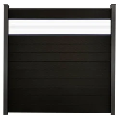 Steckzaun 'Solid' BPC mit 30 cm Glaseinsatz schwarz 180 x 180 cm