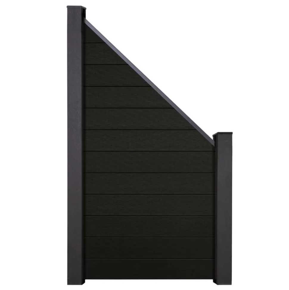 Steckzaun 'Solid' BPC schräg schwarz 90 x 180/90 cm