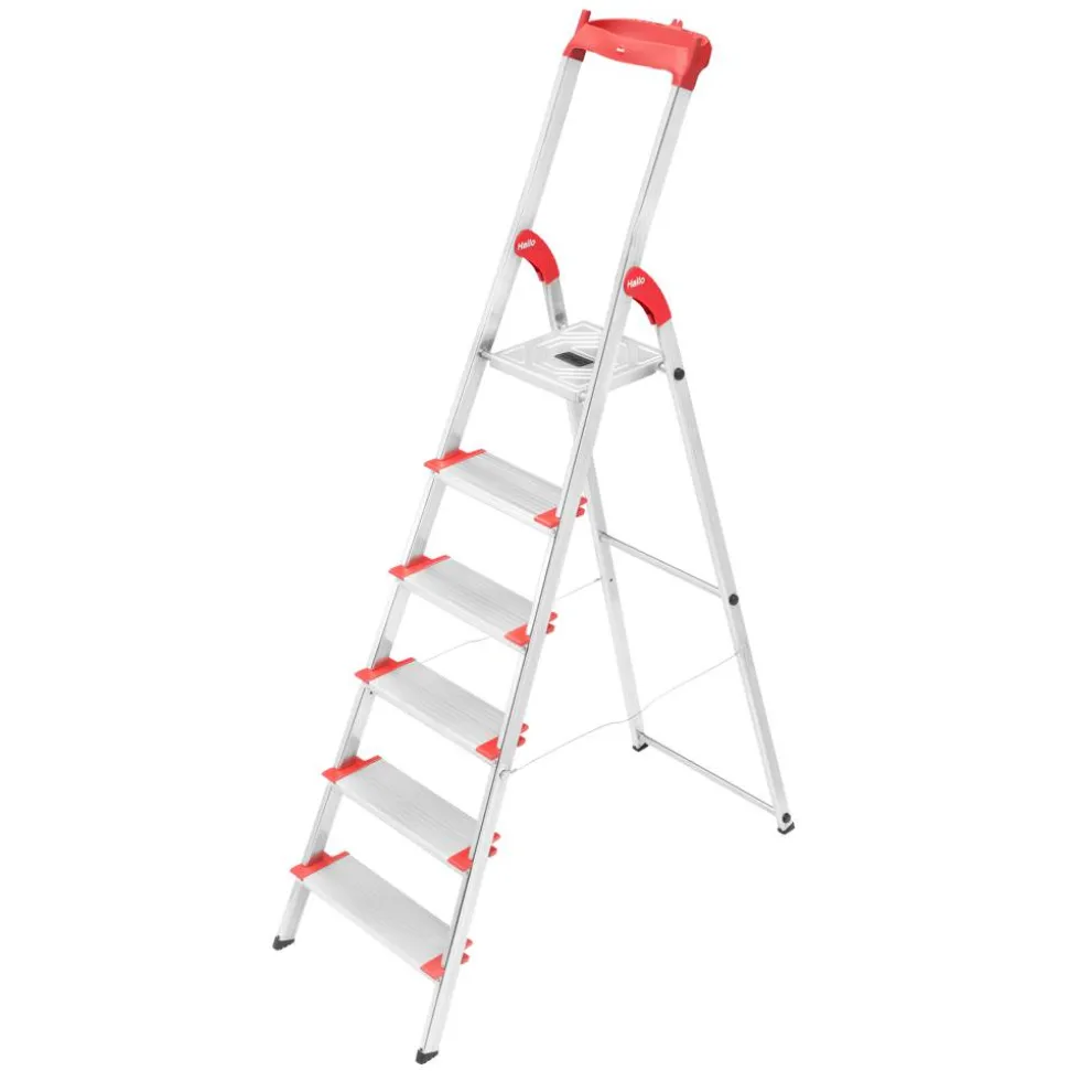 Stehleiter 'L81 ComfortLine' 6 Stufen 128 cm mit Wechselfuß-Set