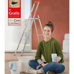 Stehleiter 'L81 ComfortLine' 6 Stufen 128 cm mit Wechselfuß-Set