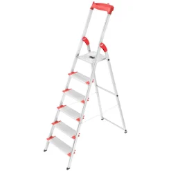 Stehleiter 'L81 ComfortLine' 6 Stufen, silbern 128 cm