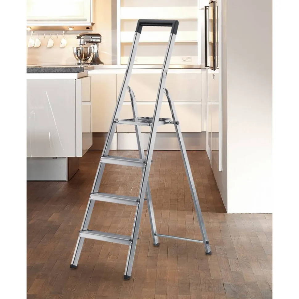 Stehleiter 'L40 Selekta BasicLine' 4 Stufen, silbern 85 cm
