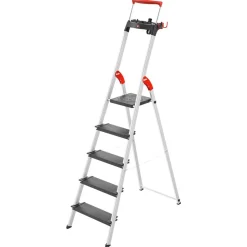 Stehleiter 'L100 TopLine' 5 Stufen, silbern 107 cm