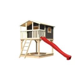 Stelzenhaus 'Ciana' terragrau mit Rutsche rot 440 x 244 x 309 cm