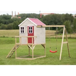Stelzenhaus 'Zebra' Natur Kiefernholz 192 x 350 x 242 cm