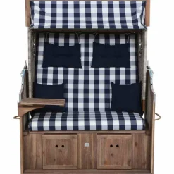 Strandkorb 'Greenline' 2-Sitzer Akazienholz blau/weiß 101 x 165 x 130 cm