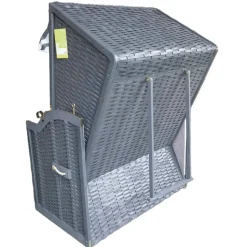 Strandkorb 'Sylt' 2-Sitzer Kiefernholz grau/weiß 81 x 160 x 110 cm