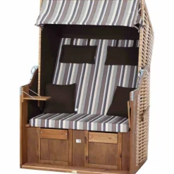 Strandkorb 'Trend 10+' 2-Sitzer Akazienholz braun/beige 101 x 165 x 80 cm