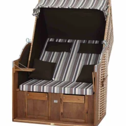 Strandkorb 'Trend 10+' 2-Sitzer Akazienholz braun/beige 101 x 165 x 80 cm