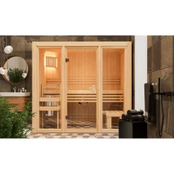 Systemsauna 'Solara 2' naturbelassen 216 x 122 x 198 cm