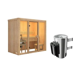 Systemsauna 'Solara 2' naturbelassen 3,6 kW Ofen 216 x 122 x 198 cm