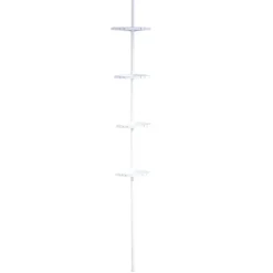 Teleskop-Duschregal weiß mit 4 Ablageflächen