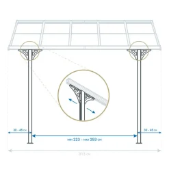 Terrassenüberdachung 'Bruce 556' Aluminium weiß 300 x 556 x 270 cm