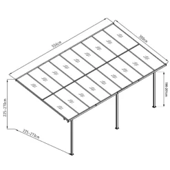 Terrassenüberdachung 'Bruce' Aluminium schwarz 300 x 556 x 270 cm
