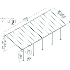 Terrassenüberdachung 'Feria' anthrazit 380 x 787 cm Polycarbonat transparent