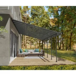 Terrassenüberdachung 'Feria' anthrazit 380 x 787 cm Polycarbonat transparent