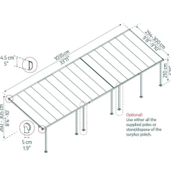 Terrassenüberdachung' Feria' anthrazit 294 x 1035 cm Polycarbonat transparent