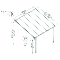 Terrassenüberdachung' Feria' anthrazit 294 x 307 cm Polycarbonat transparent