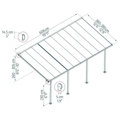 Terrassenüberdachung 'Feria' weiß 380 x 606 cm Polycarbonat transparent
