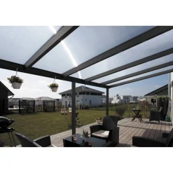 Terrassenüberdachung 'Garda' 434 x 307 cm Aluminium Doppelstegplatten anthrazit