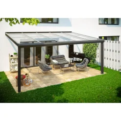 Terrassenüberdachung 'Modena' 541 x 257 cm Aluminium Verbundsicherheitsglas anthrazit