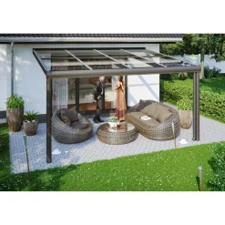 Terrassenüberdachung 'Modena' 434 x 307 cm Aluminium Verbundsicherheitsglas anthrazit