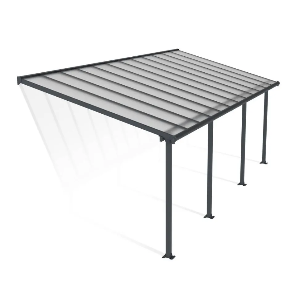 Terrassenüberdachung 'Olympia' anthrazit 294 x 739 cm Polycarbonat transparent