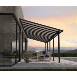 Terrassenüberdachung 'Olympia' anthrazit 294 x 924 cm Polycarbonat transparent