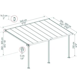 Terrassenüberdachung 'Olympia' anthrazit 294 x 546 cm Polycarbonat transparent