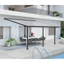 Terrassenüberdachung 'Olympia' anthrazit 294 x 546 cm Polycarbonat transparent