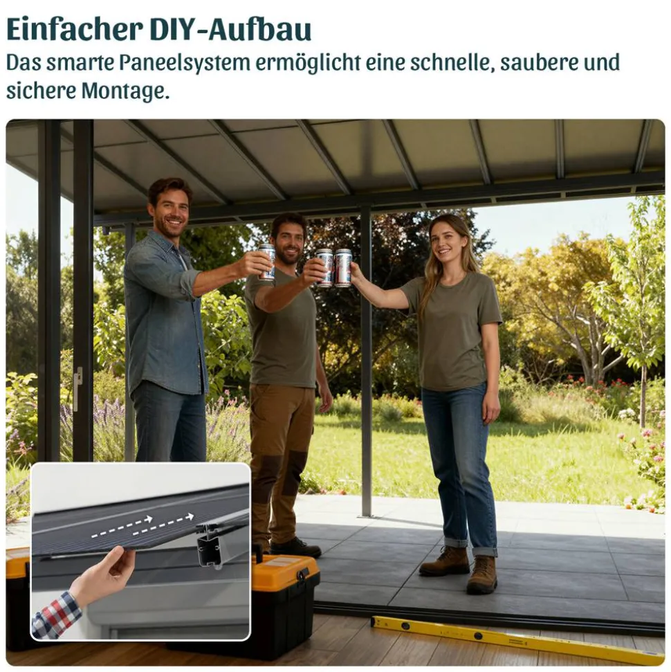 Terrassenüberdachung 'Sierra Cabrio' 295 x 555 cm Alu/Polycarbonat grau