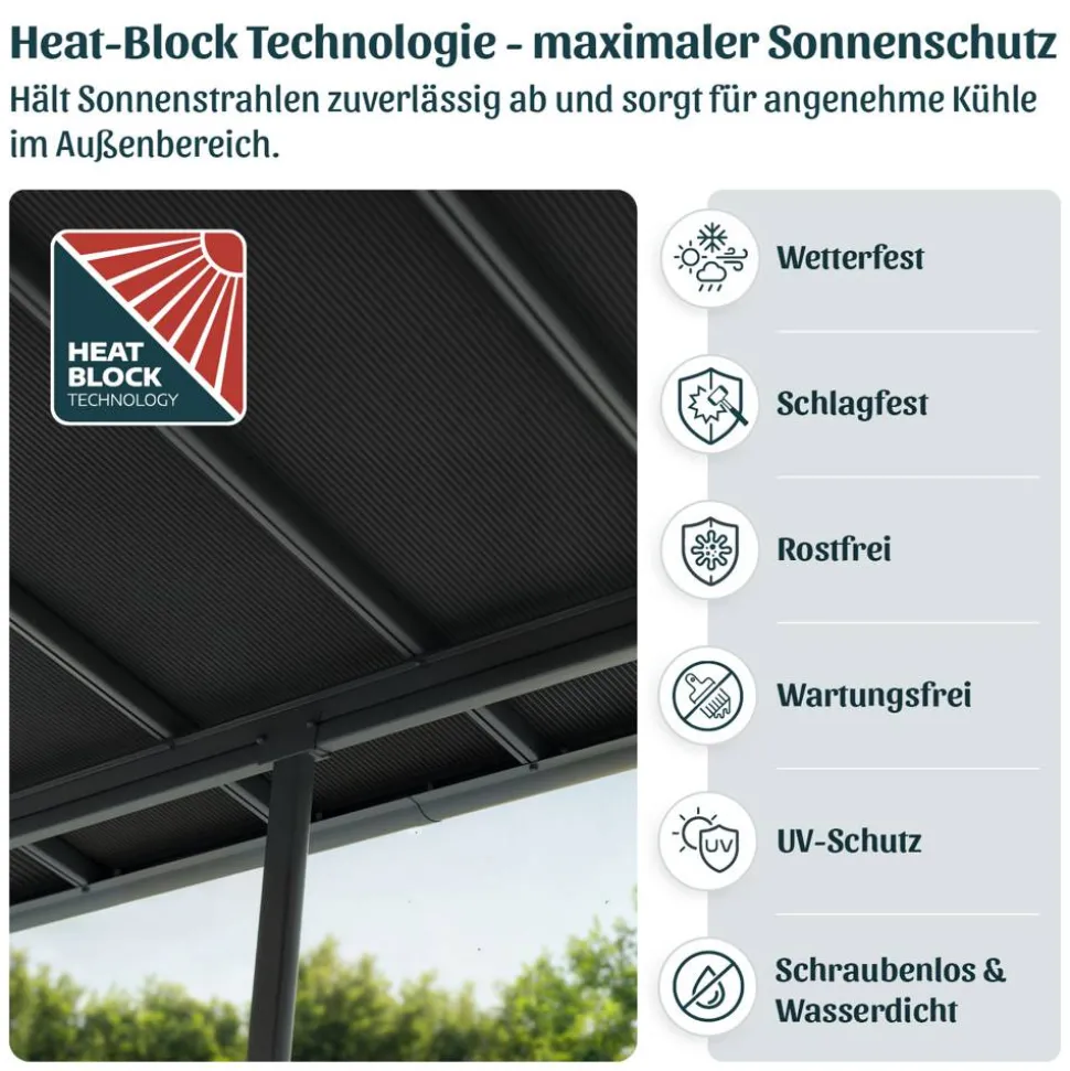 Terrassenüberdachung 'Sierra Cabrio' 295 x 555 cm Alu/Polycarbonat grau