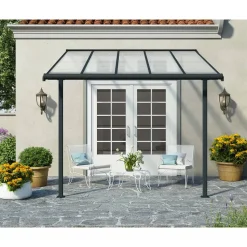 Terrassenüberdachung 'Sierra' anthrazit 295 x 314 cm Polycarbonat transparent
